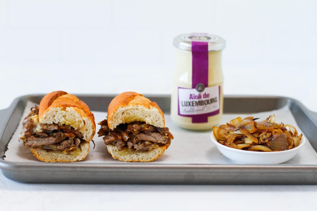 Philly Cheesesteak sandwich on plate